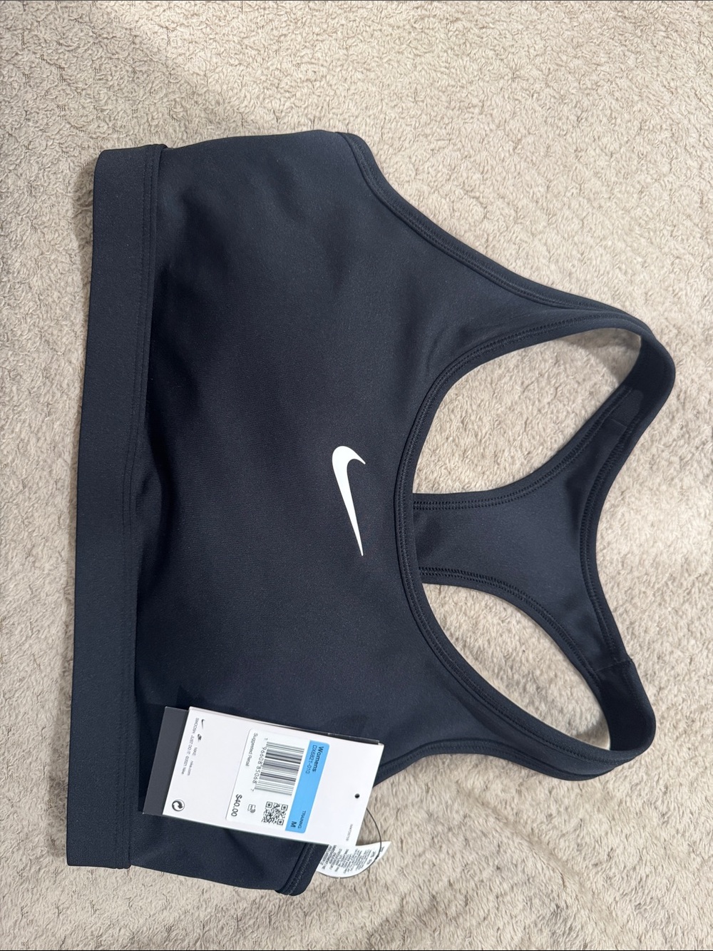 Nike Black Racerback Sports Bra with White Swoosh